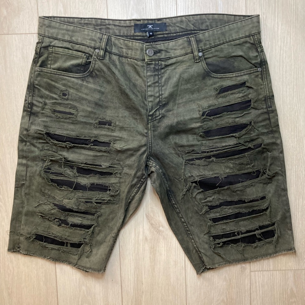 Men's Jordan Craig Legacy Edition, Black/Dark Green? Denim Shorts, Size 42